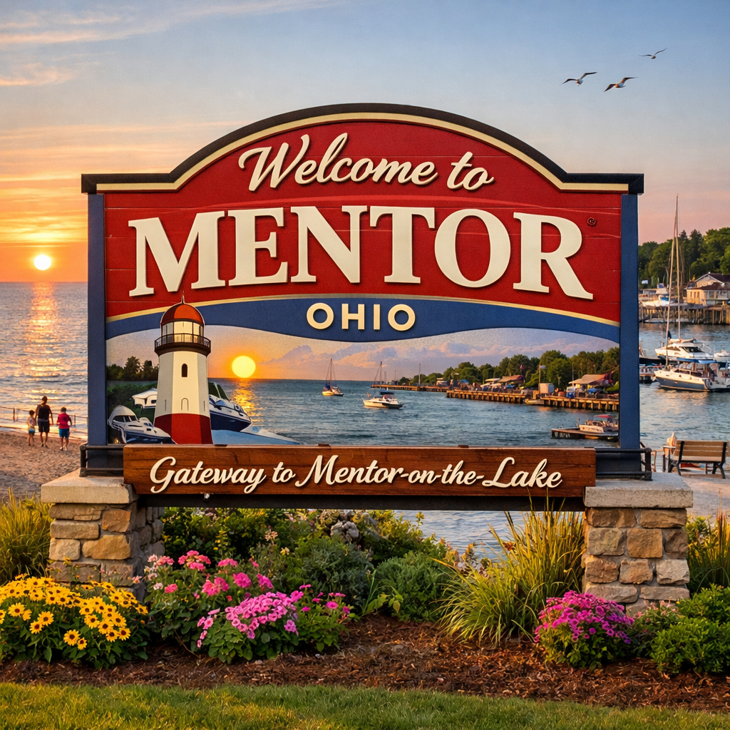 Mentor Ohio Sign Over Lake View