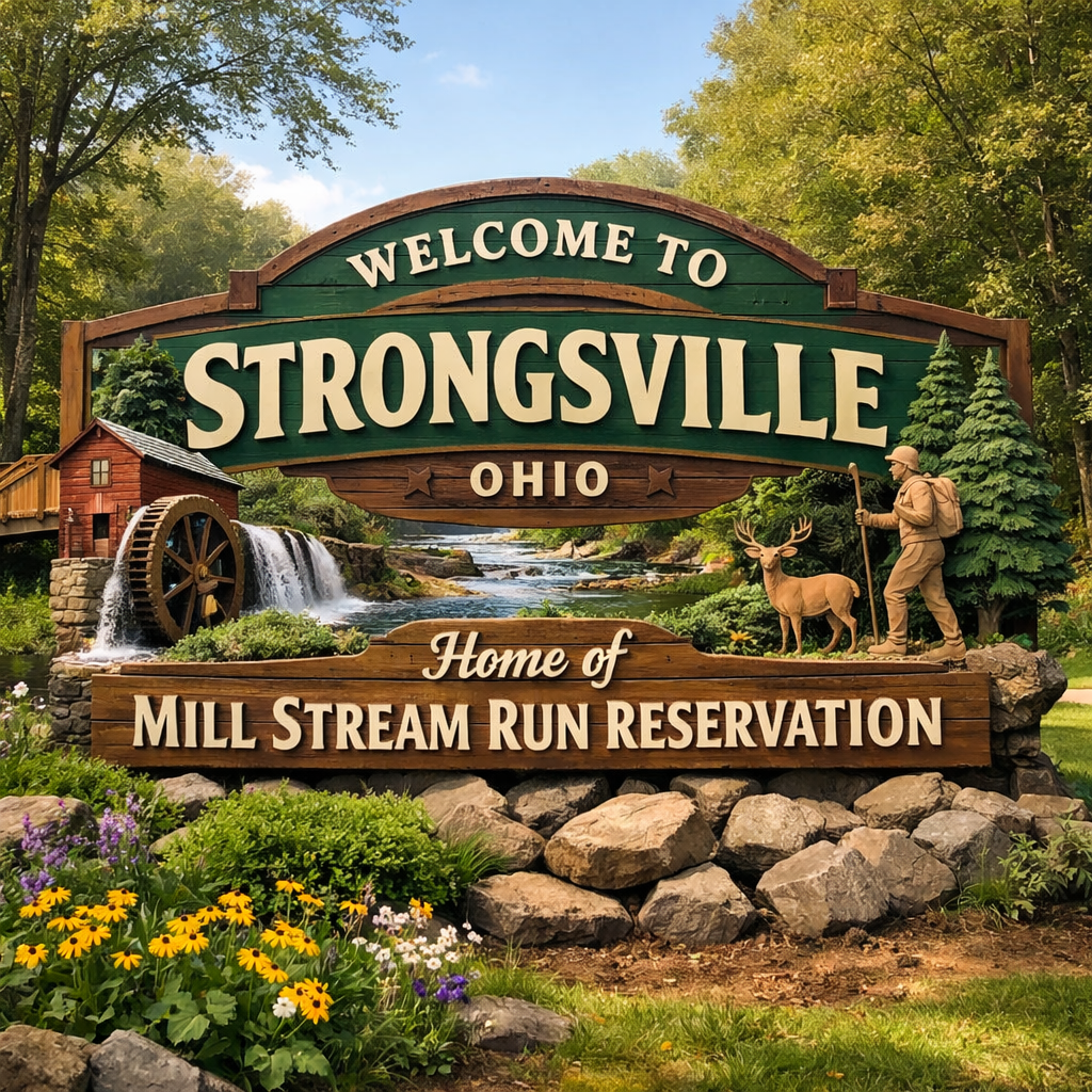 Strongsville Ohio Sign with Mill Stream Run Reservation-1
