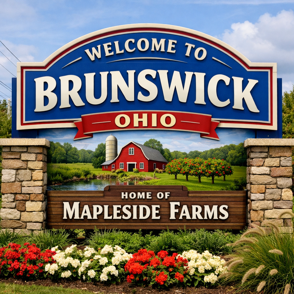 Welcome to Brunswick Ohio Sign with Maple Side Farms-3